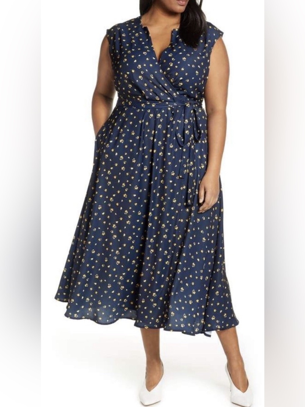 Jason Wu Eloquii navy wrap dress flower print